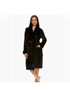 Tahari black cozycore plush womens robe. Size Large